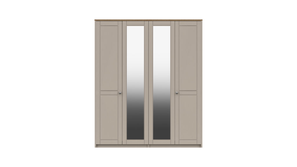 Mirror Rob Top One-Call Skye 4 door robe with 2 mirrors - Furniture Plus