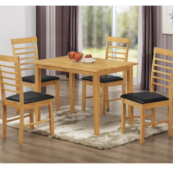 Hanover 1.1m Fixed Table & 4 Chairs (Light Oak)