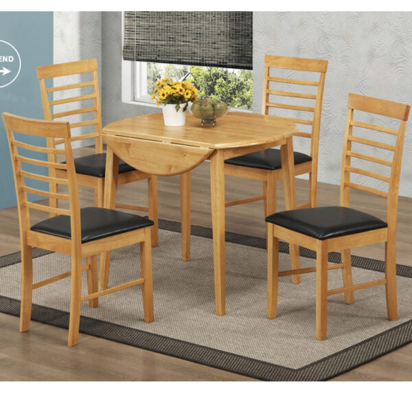 Hanover Round Drop Leaf Table & 4 Chairs (Light Oak)