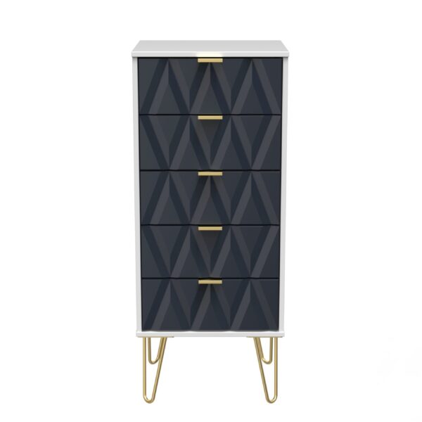 Diamond 5 drawer locker - Indigo Front (Carcass Colour choice)