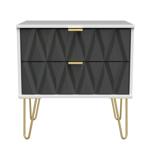 Diamond 2 Drawer Midi Chest - Graphite Front (Carcass Colour choice)