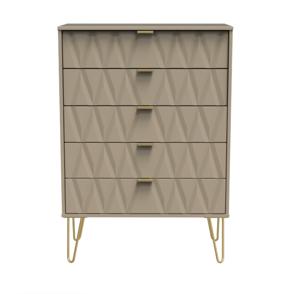 Diamond 5 Drawer Chest - Mushroom Front (Carcass Colour choice)