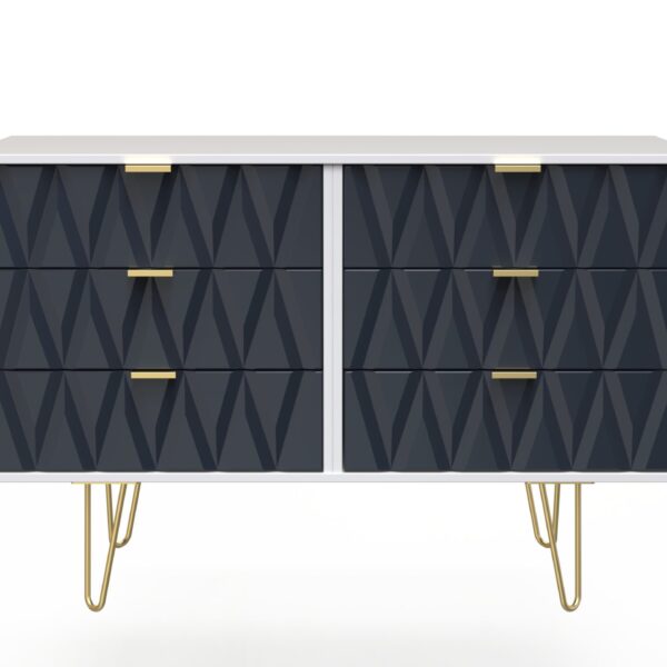Diamond 6 Drawer Midi Chest - Indigo Front (Carcass Colour choice)