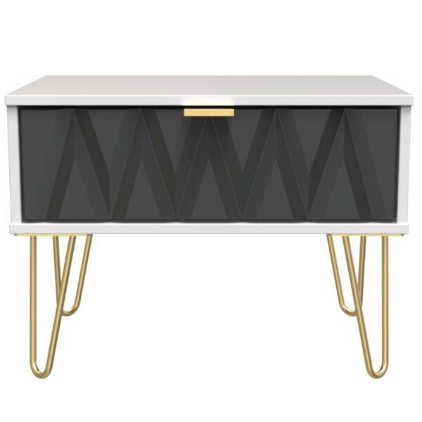 Diamond 1 Drawer Midi Chest/Bedside - Graphite Front (Carcass Colour choice)