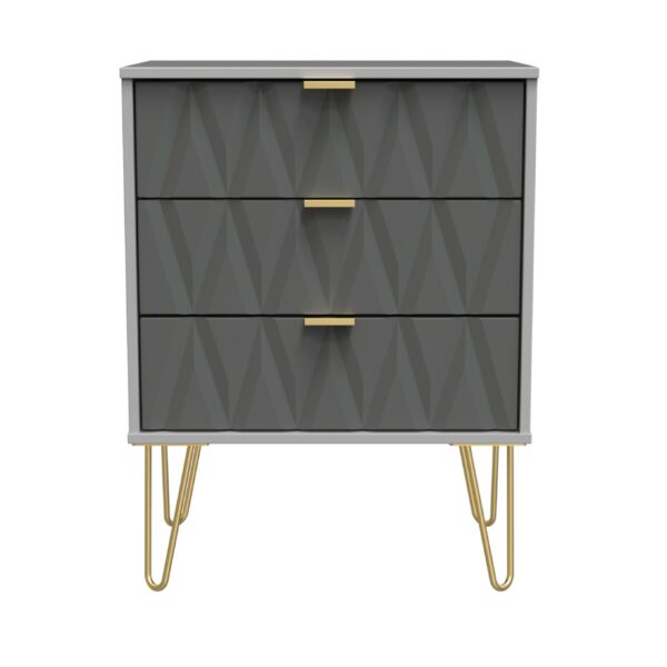 Diamond 3 Drawer Midi Chest - Shadow Matt Front (Carcass Colour choice)