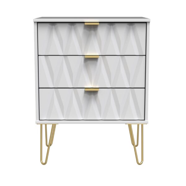 Diamond 3 Drawer Midi Chest - Matt White Front (Carcass Colour choice)