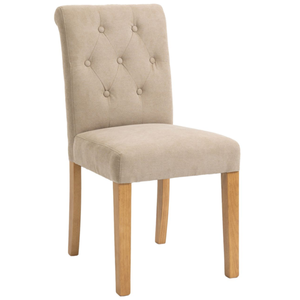 Dersingham Fabric Button-backed Chair in Sand